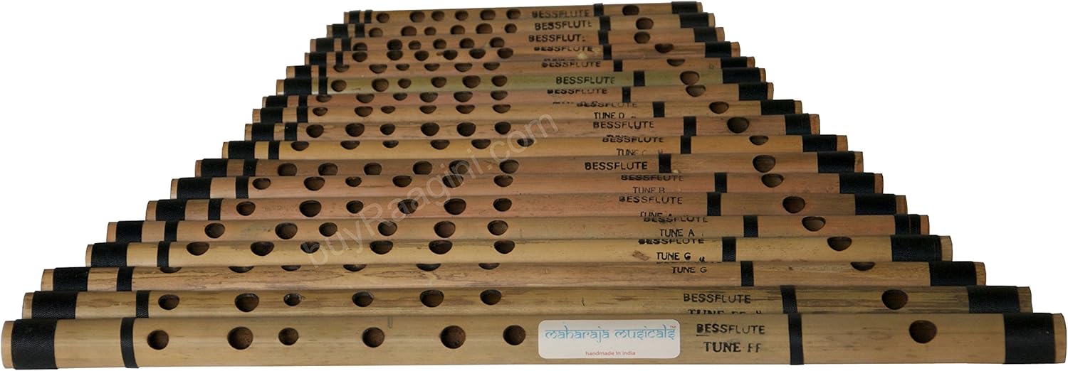 MAHARAJA Set of 18 Pcs Bansuri - Buy Indian Bamboo Flute Set (PDI-ABE) : Musical Instruments
