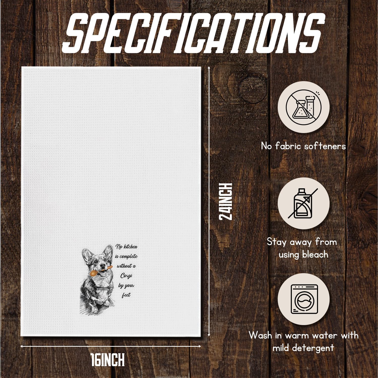 Cilri Corgi Dish Towels, Funny Hand Towels for Kitchen and Bathroom Decor, Gifts for Corgi Lovers and Women, 16 X 24 Inches - Image 6