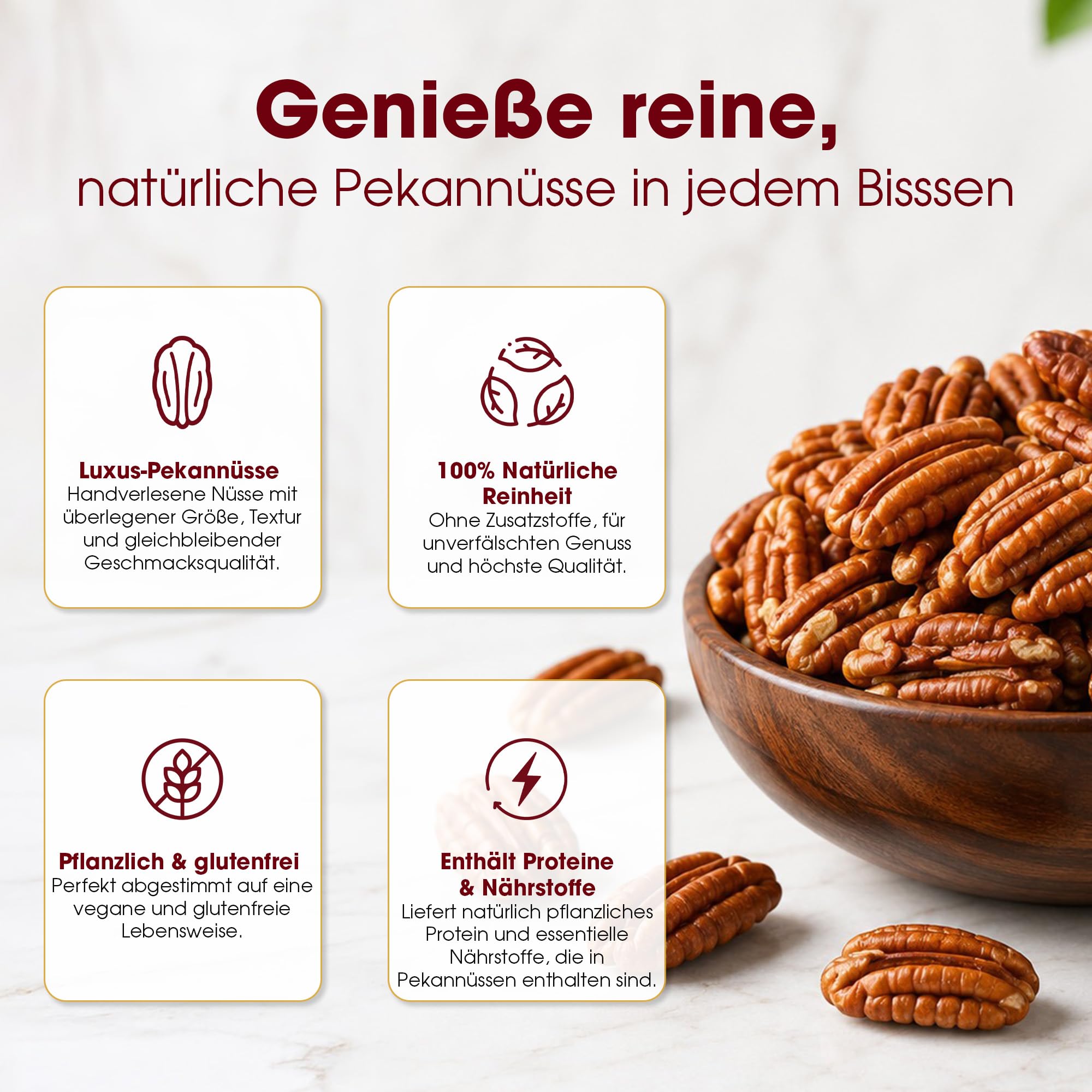 Sultan’s Palace Pekannüsse 1kg I Nüsse in Bester Premium Qualität – Reichhaltige Protein Snacks & Müsli Toppings I Naturbelassen, Unbehandelte Nüsse ohne Salz (Vegan, Glutenfrei)
