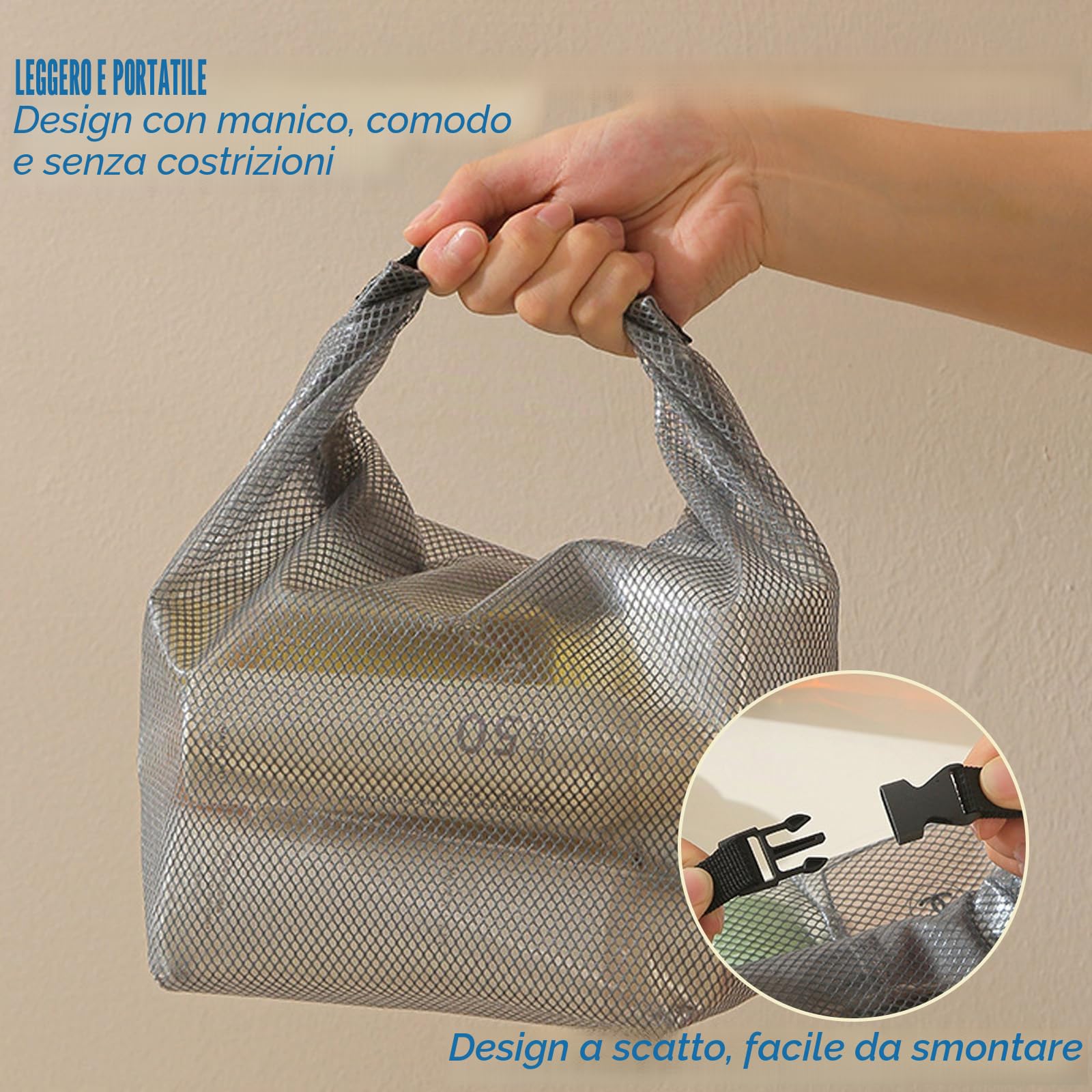 Borsa da Toilette Trasparente, Beauty Case da Viaggio Impermeabile, Pochette Cosmetica Portatile, Borsa Doccia in Rete con Manico per Campeggio, Nuoto, Palestra, Viaggio, Bagno