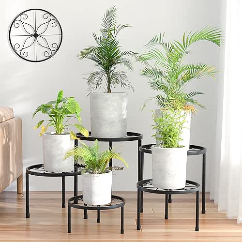 5-Pack Decent Metal Plant Stands, Heavy Duty Flower Pot Stands