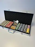 Maleta de Poker Profissional, 500 Fichas Holográficas, 7 Cores, com Estojo de Alumínio