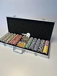 Maleta de Poker Profissional, 500 Fichas Holográficas, 7 Cores, com Estojo de Alumínio
