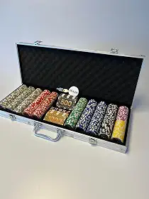 Maleta de Poker Profissional, 500 Fichas Holográficas, 7 Cores, com Estojo de Alumínio