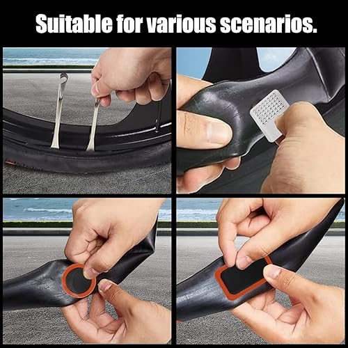 Miniatura 2 de Kit de reparación de neumáticos de bicicleta, kit de reparación de tubo interior de bicicleta, contiene 39 parches, palanca de metal, adecuado para