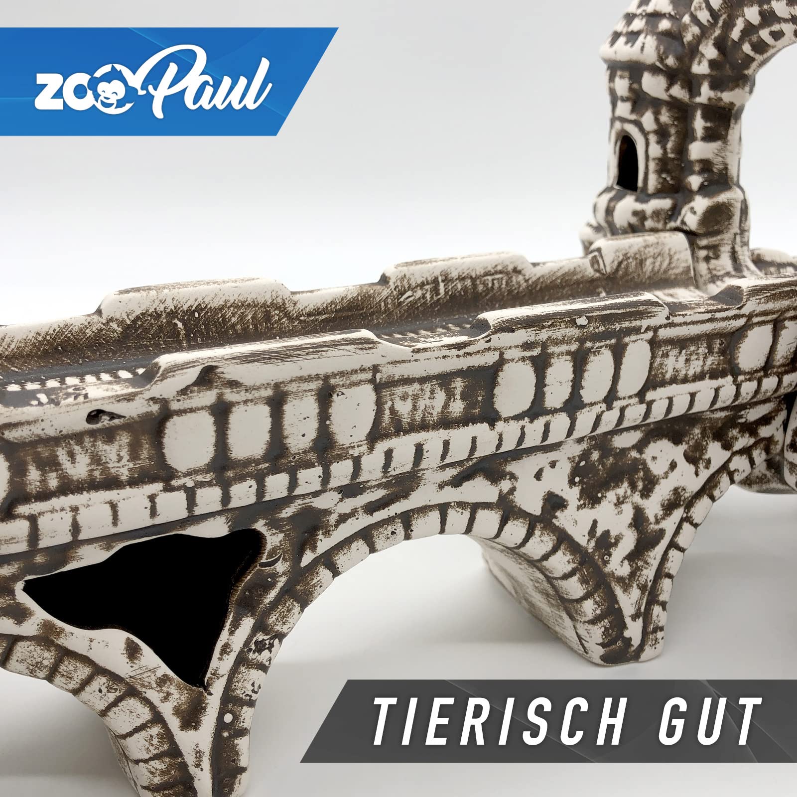 ZooPaul Deko Aquarium Brücke 5 TLG. XXL groß Dekoration Terrarium Zubehör Burg