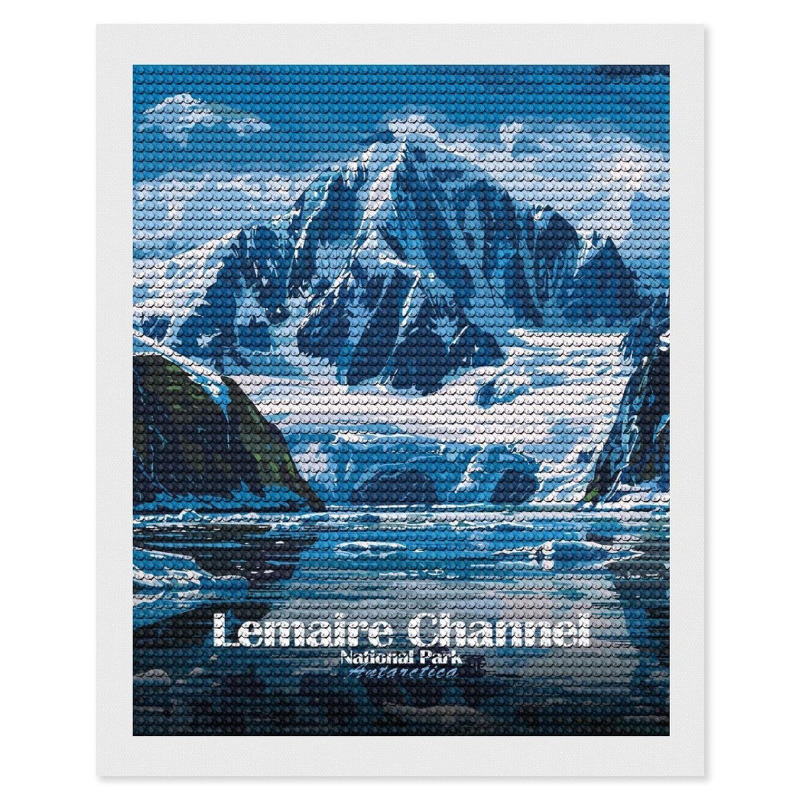 Junmoney Lemaire Channel National Park Antarctica Diamond Painting Set 16"x20", Arts and Crafts, Wall Art Gift, Full Kit Included, Relaxing Handmade Project