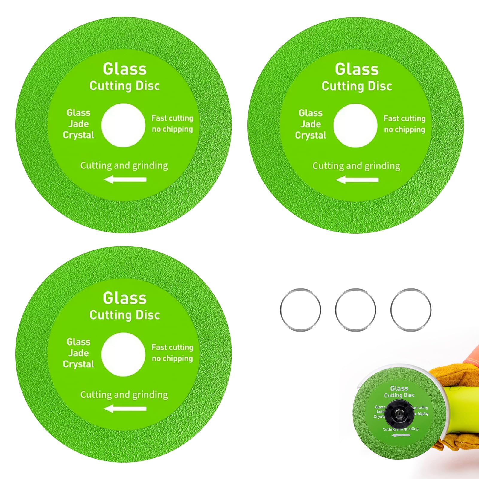 3 Pcs Glass Cutting Disc 115mm x 15mm x 22.23mm, Angle Grinder Diamond Blade Saw Thin Cutting Disc for Glass Ceramic Tile Crystal Jade Wine Bottle and Ceramics – Professional Rotary Tool Accessory