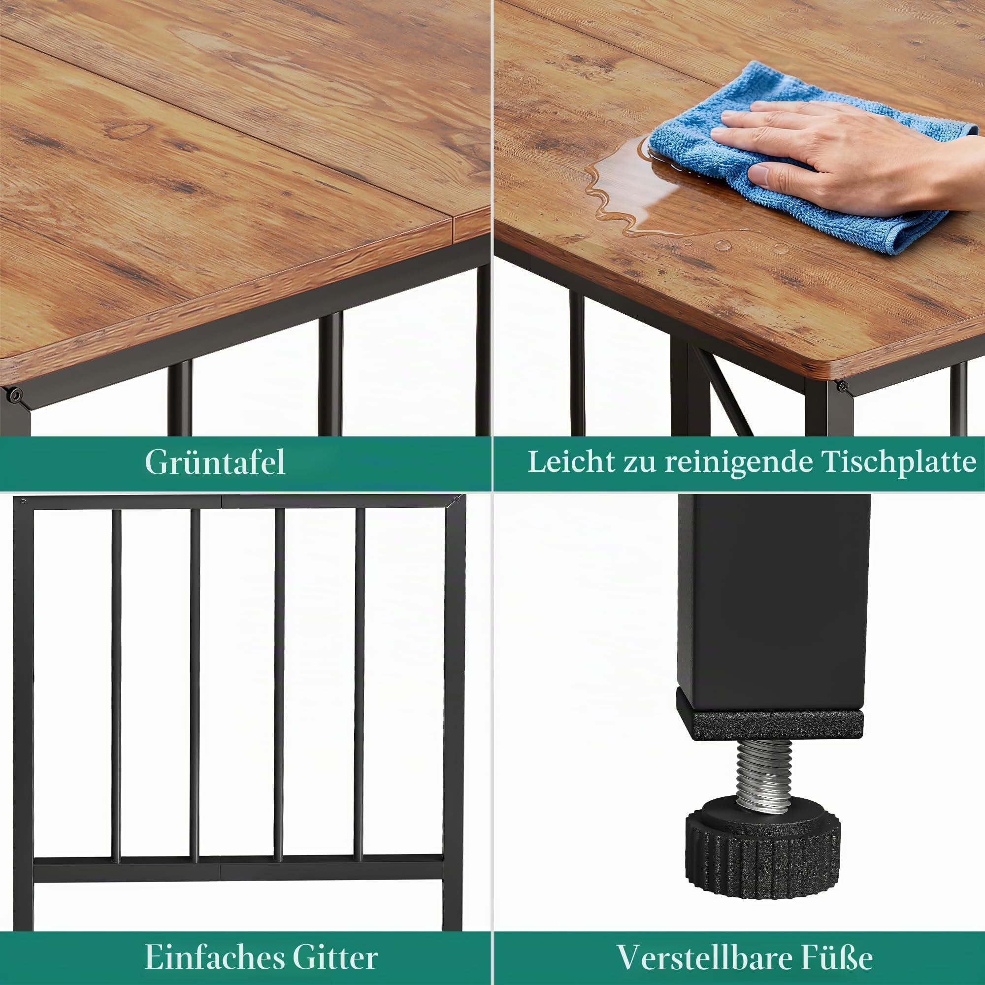 YITAHOME Esstisch und 2 Stühle Set, 3-teiliges Esszimmer-Set mit Bank, platzsparendes Frühstück Esstisch-Set, Esszimmermöbel für Küche, Wohnung, Rustikales Braun