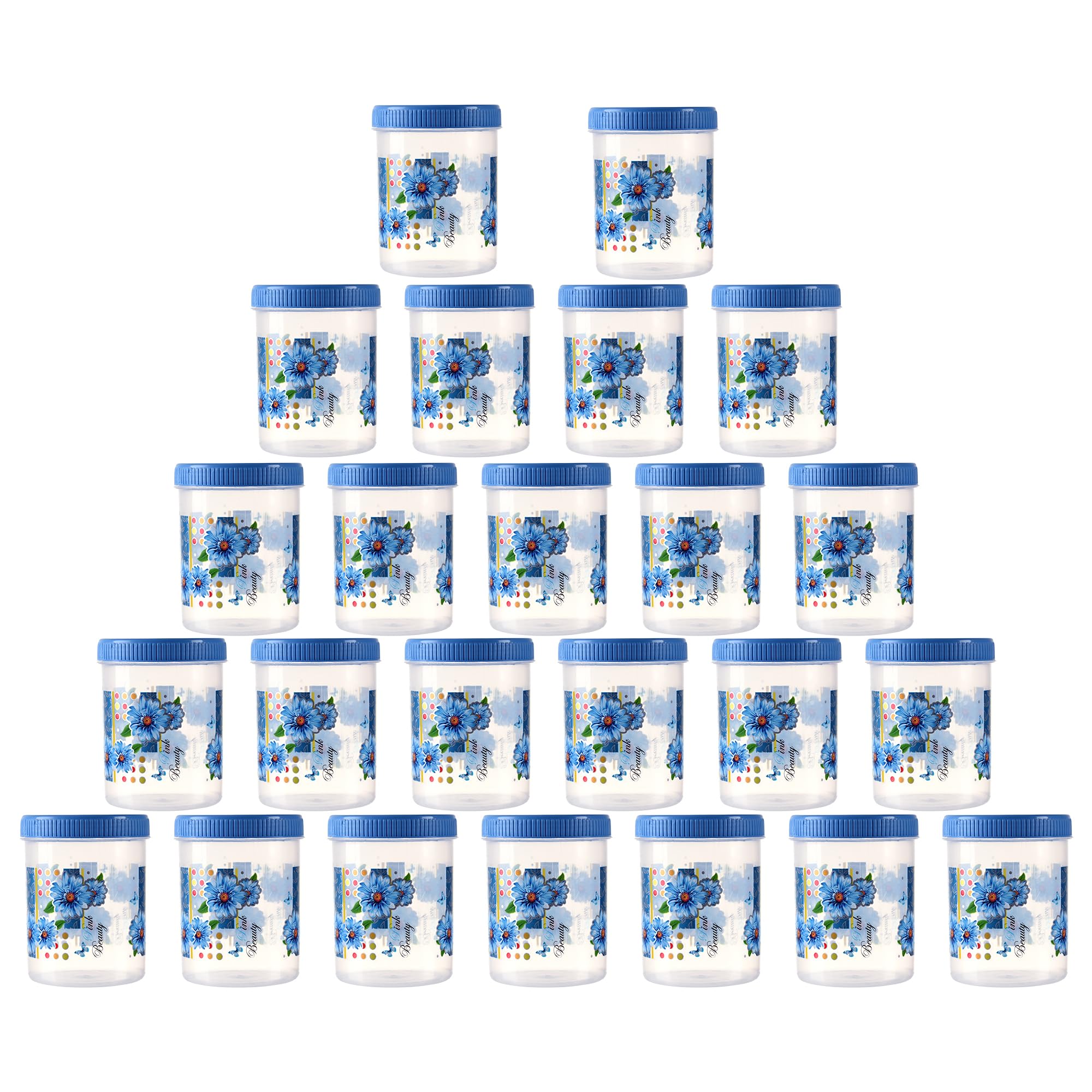 Kuber Industries (Set of 24) Storage Containers | 500 ML Plastic Kitchen Container for Rice, Cereals, Snacks, Dry Fruits | Kitchen Jar with Spoon | Masala Box for Kitchen | Spice Boxes | Blue