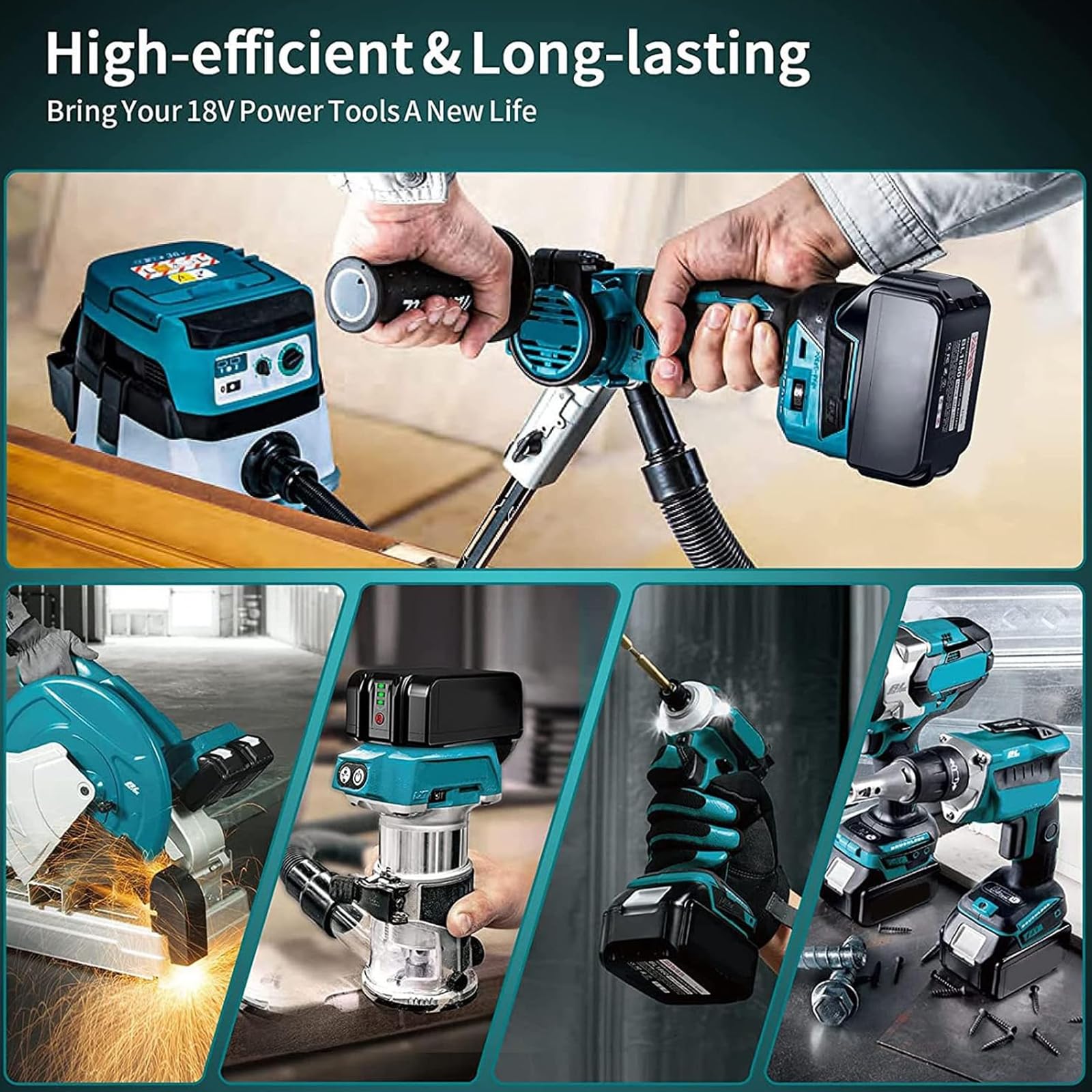 2X 18V 8.0Ah Akku für Makita, Powtree Ersatzakku für Makita 18V BL1860B Kompatibel mit BL1860 BL1850 BL1850B BL1840 BL1840B BL1830 BL1830B BL1815 LXT Akku-Elektrowerkzeuge mit LED-Anzeige
