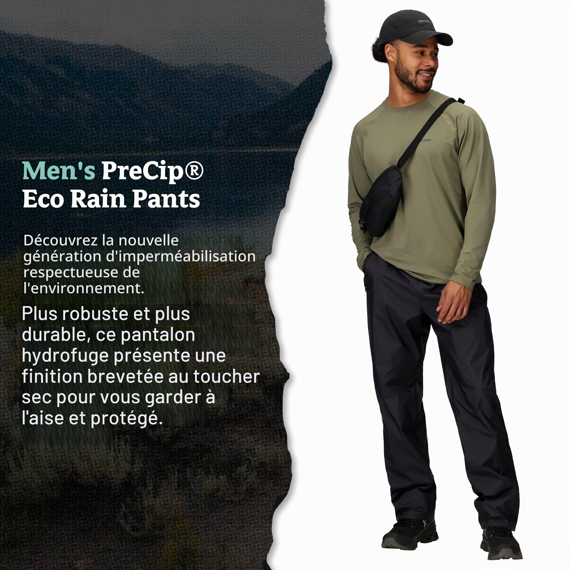 Marmot Precip Eco Pant - Pantalon de Pluie Hardshell, Pantalon imperméable à l'eau, Coupe-Vent, Respirant - PreCip Eco Pant - Homme