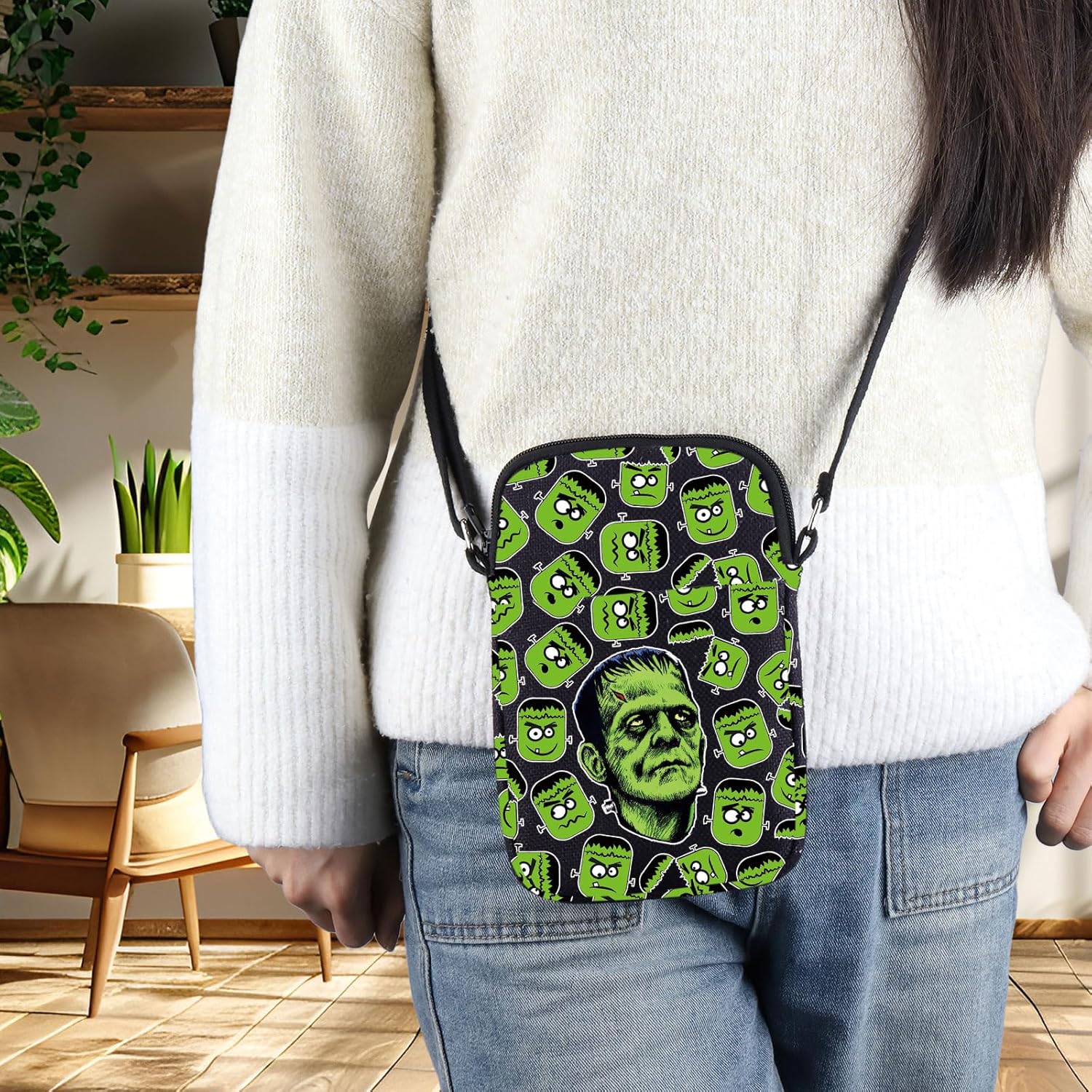 BWWKTOP Horror Monster Crossbody Bag Monster Fans Gift Green Freak Shoulder Bag Horror MovieMerch - Image 2