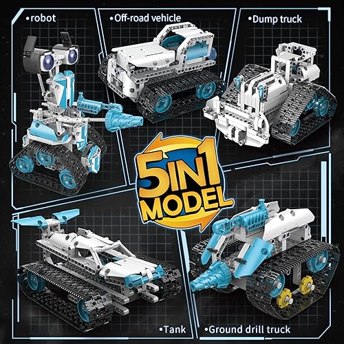 Miniatura 3 de LEPANDA Robot controlado por aplicación y control remoto 5 en 1, kit de construcción, juego de codificación de proyectos STEM educativos, regalos