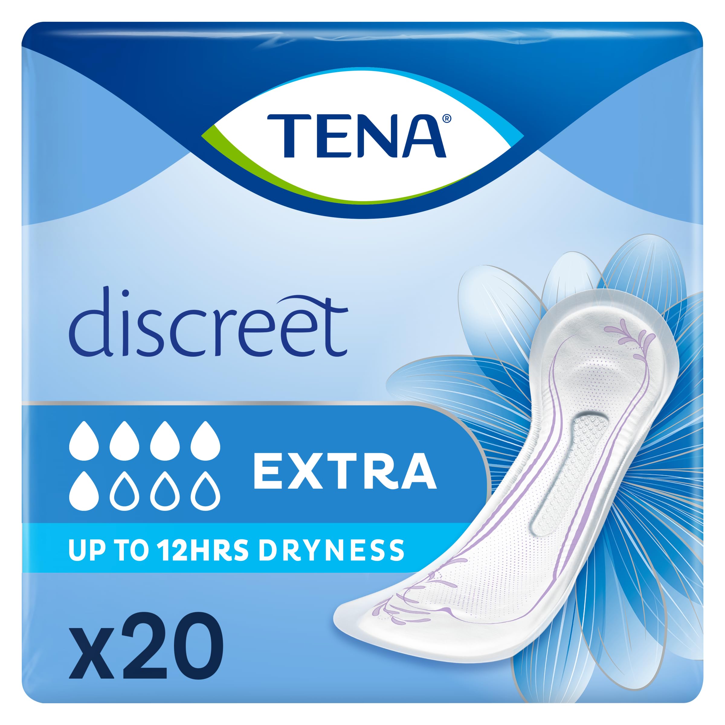 TENA Discreet Incontinence Pads, Extra (20 Count)