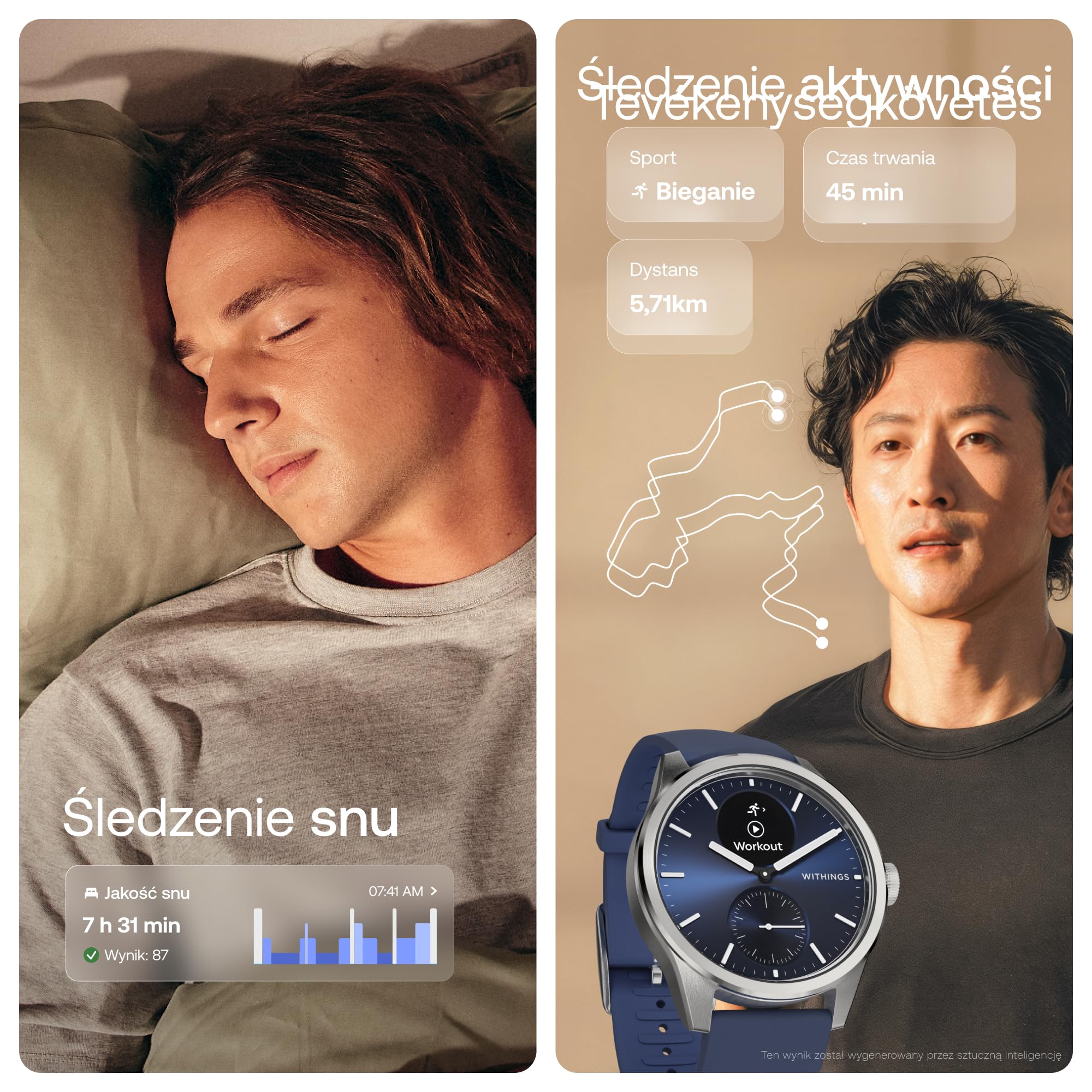 Withings ScanWatch 2 Zdrowie Smart Watch dla kobiet i mężczyzn, EKG, SpO2, temperatura, monitorowanie snu, zdrowie oddychania, wodoodporny, 30-dniowa bateria, Android i iOS