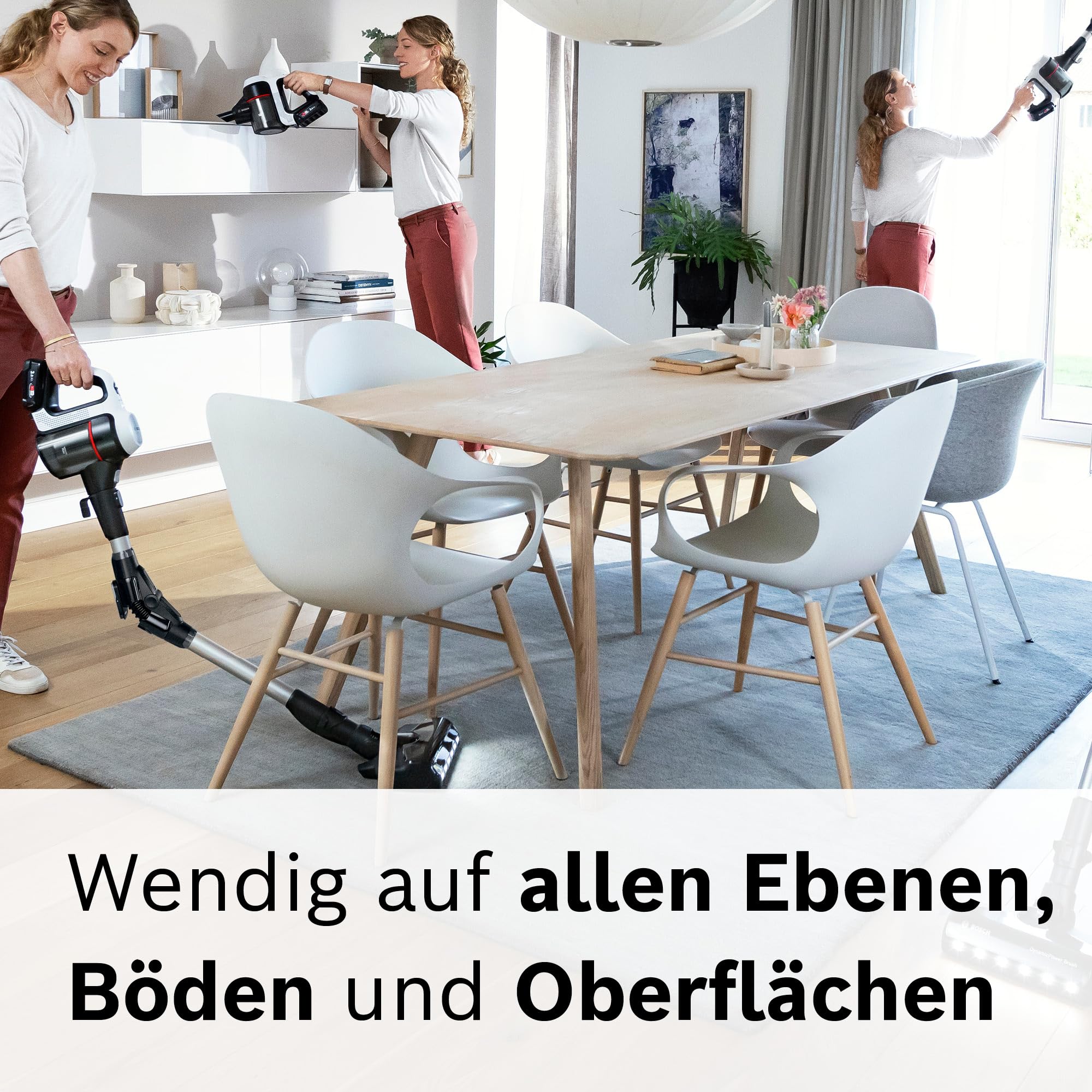 Bosch Akku-Staubsauger Unlimited 7 BSS711W, kabelloser Handstaubsauger, beutellos, Wechselakku, Knickrohr, Hygiene-Filter, 10 Jahre Motorgarantie, XXL-Polsterdüse, LED-Beleuchtung, Turbostufe, weiß