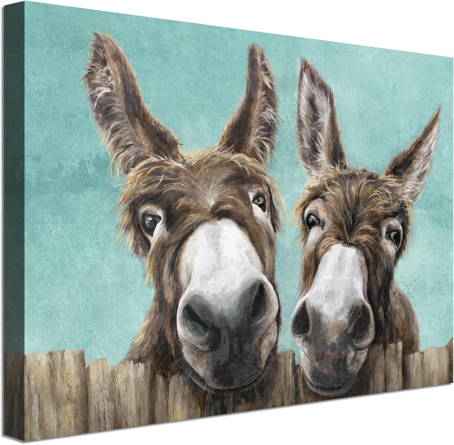 DAZZLING BEAUTY Farmhouse Wall Art Two Funny Donkeys Pictures Prints
