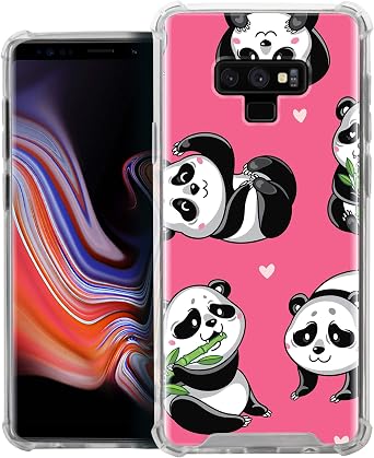 CasesOnDeck Clarity Case Compatible with [Samsung Galaxy Note 9][MAX Clarity] Crystal Clear Shock Absorption TPU Bumper Hard Back Panel Pink Panda