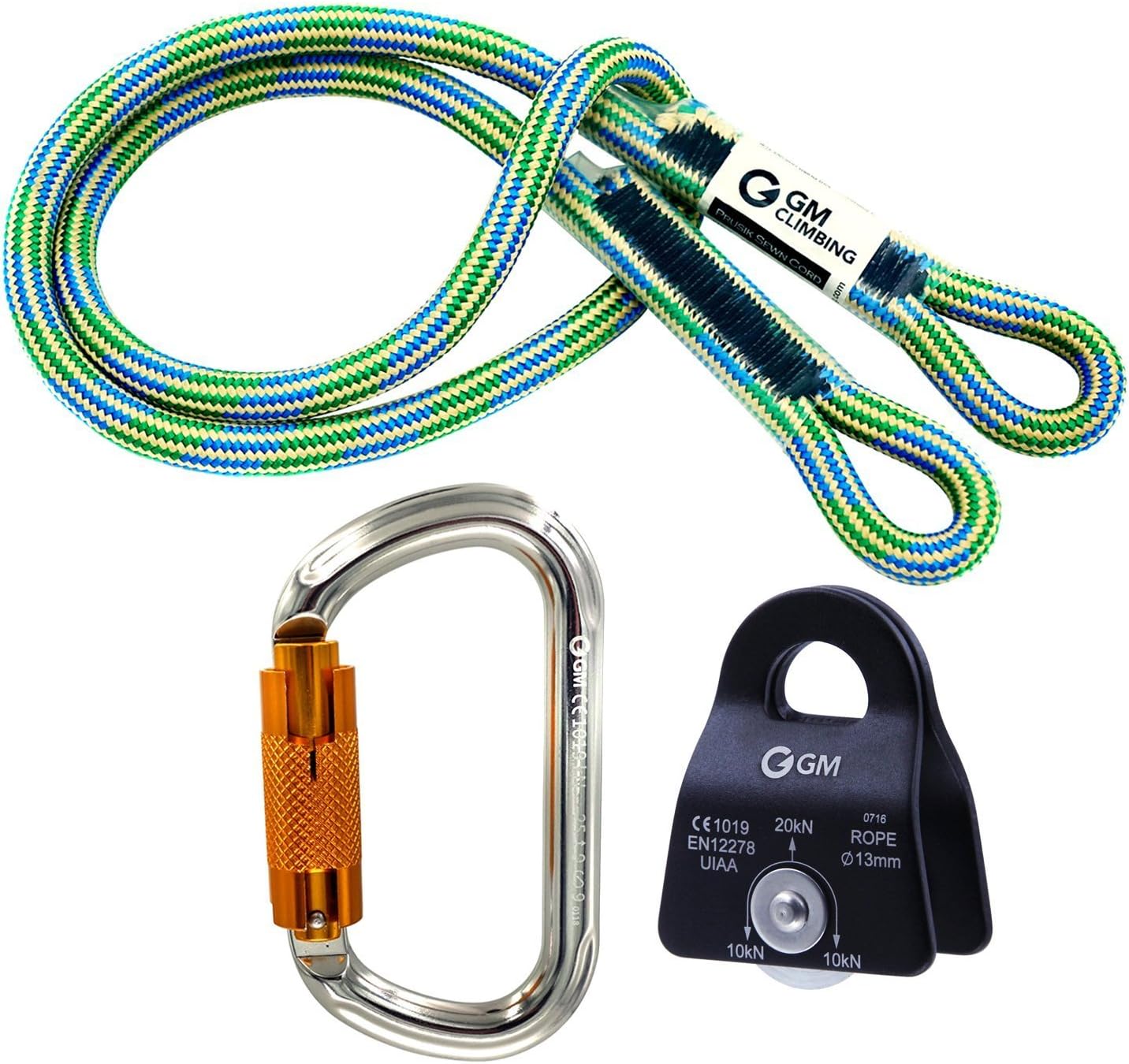 GM CLIMBING Hitch Slack Tending Pulley Kit for Double Rope Climbing System Basic Unit of General Hauling - 20kN Black Micro Prusik Minding Pulley & Oval Locking Carainber & 30in 8mm VT Prusik : Sports & Outdoors