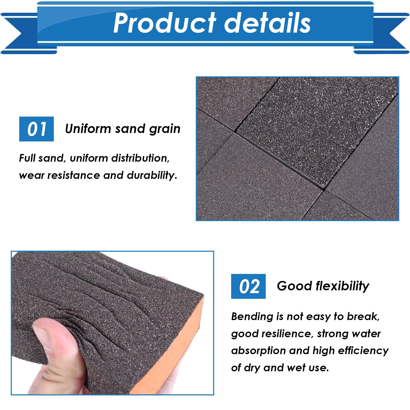 Sanding Sponges - 6 Grit Set for Wood & Metal -4