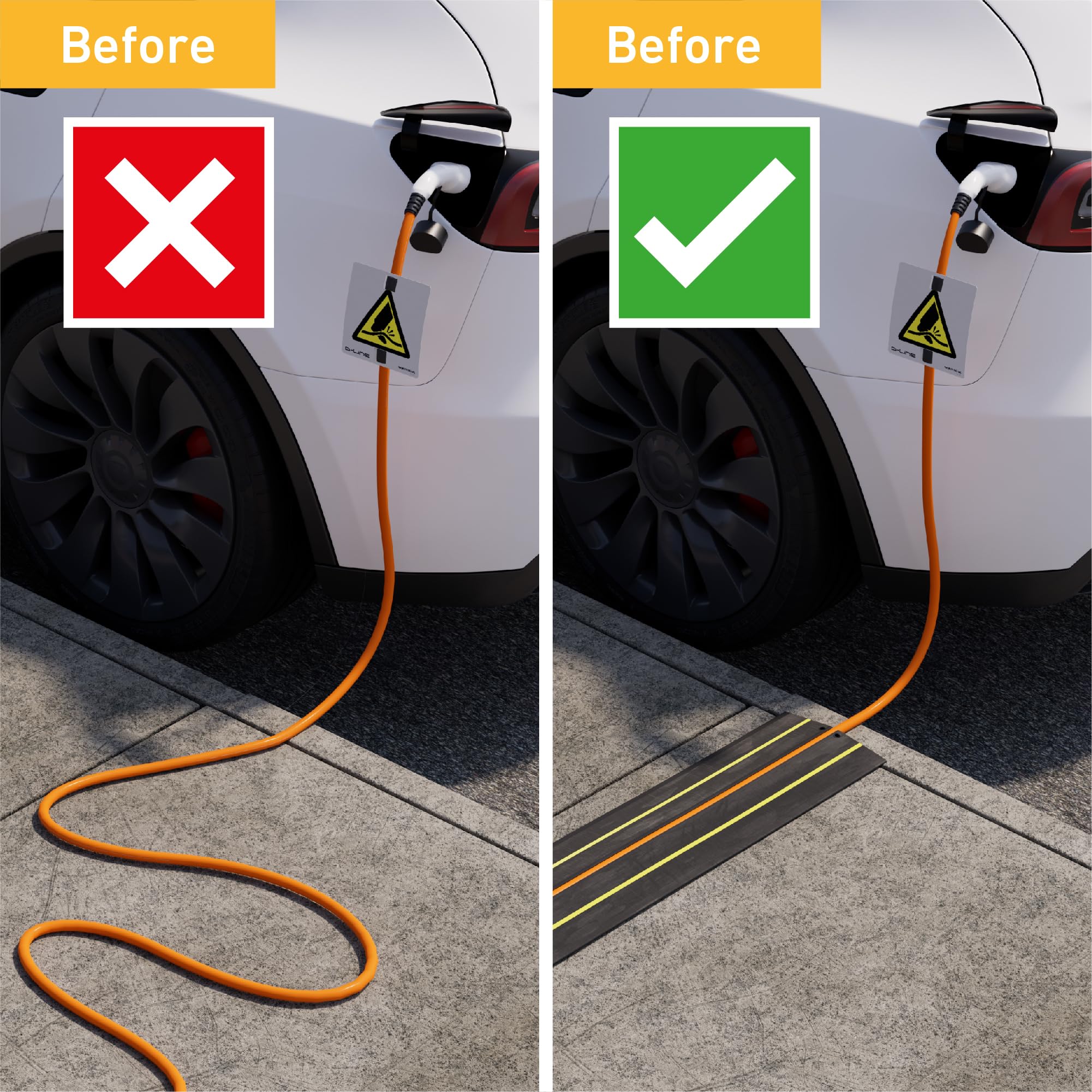 D-Line EV Ultra Floor Cable Cover, Black with Yellow Hazard Stripe, 18mm Cable Cavity, 2m Length - Image 3