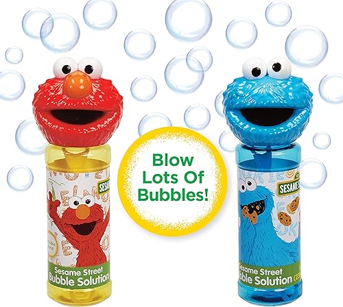 Miniatura 2 de Little Kids Sesame Street Elmo & Cookie Monster - Paquete de recuerdos de fiesta de personajes de burbujas y varita de 8 onzas, 12 unidades,