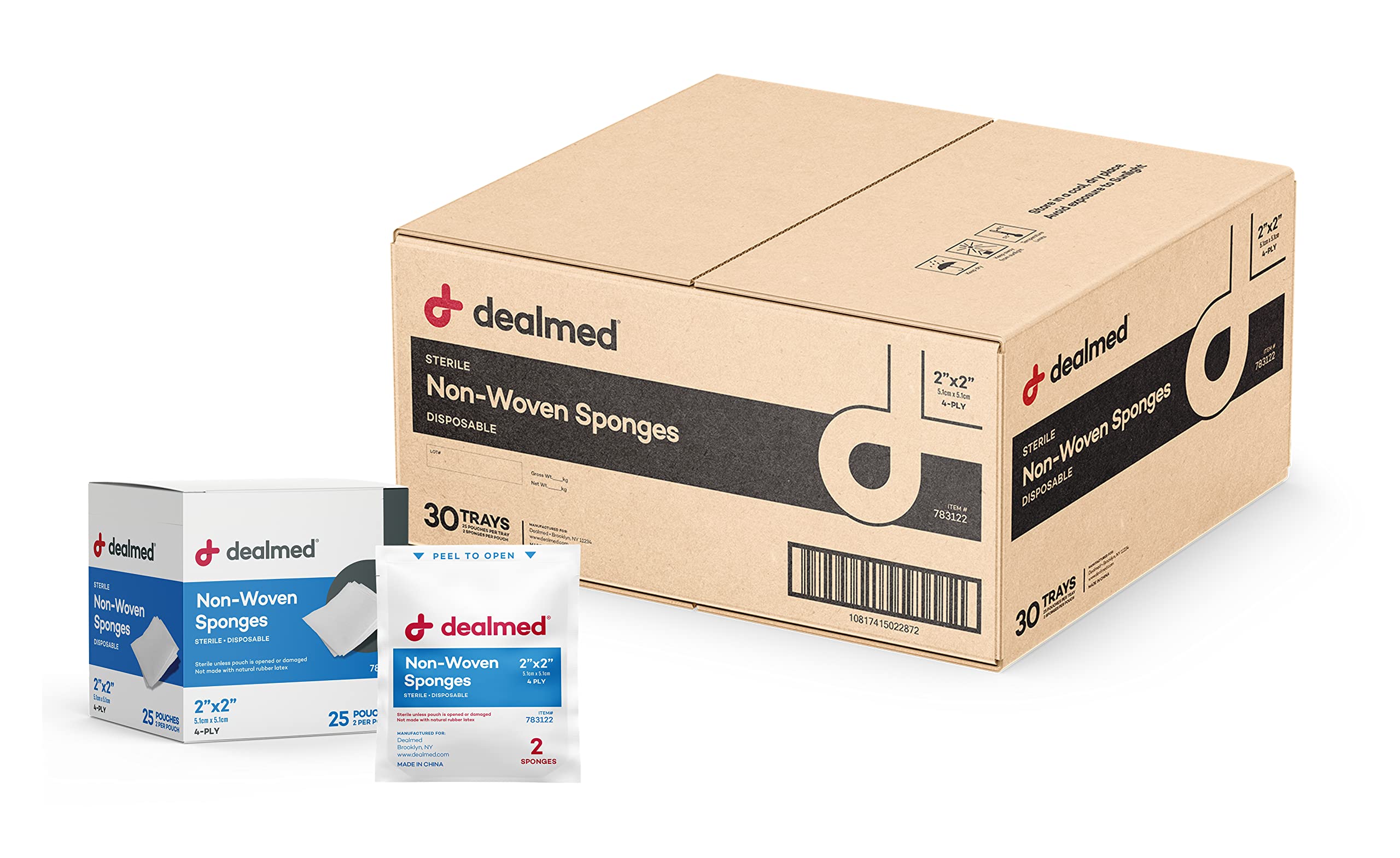 Amazon.com: Dealmed Premium 2” x 2” Non‑Woven Sponges (50 ct.) 4
