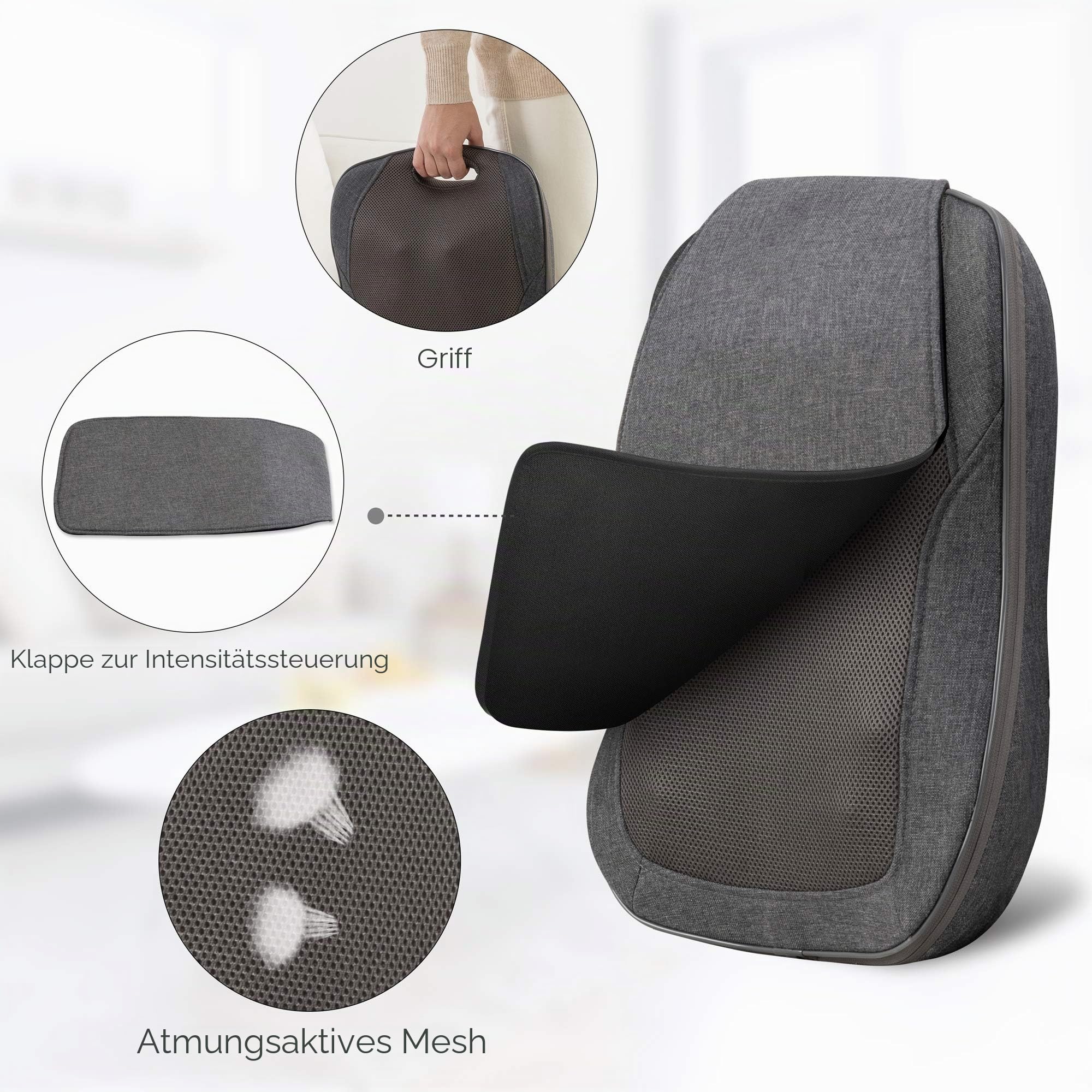 COMFIER Massagekissen, Shiatsu Rückenmassagegerät mit Wärme, tragbares Massagegerät, Stuhlmassagegerät für Büro Entspannung，Geschenke für Frauen/Männer