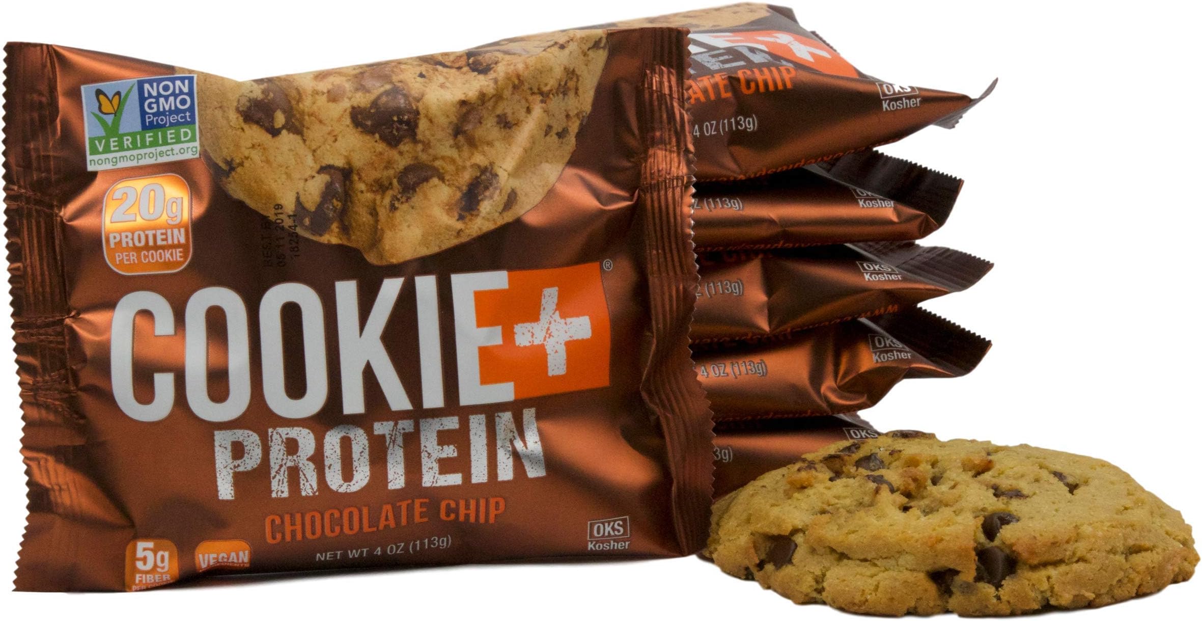 Bake City Cookie Plus Protein | Protein Cookies, 20-24g Protein, Non GMO, Vegan, Plant Based, Kosher, No Artificial Flavors (Chocolate Chip, 6 Cookies)