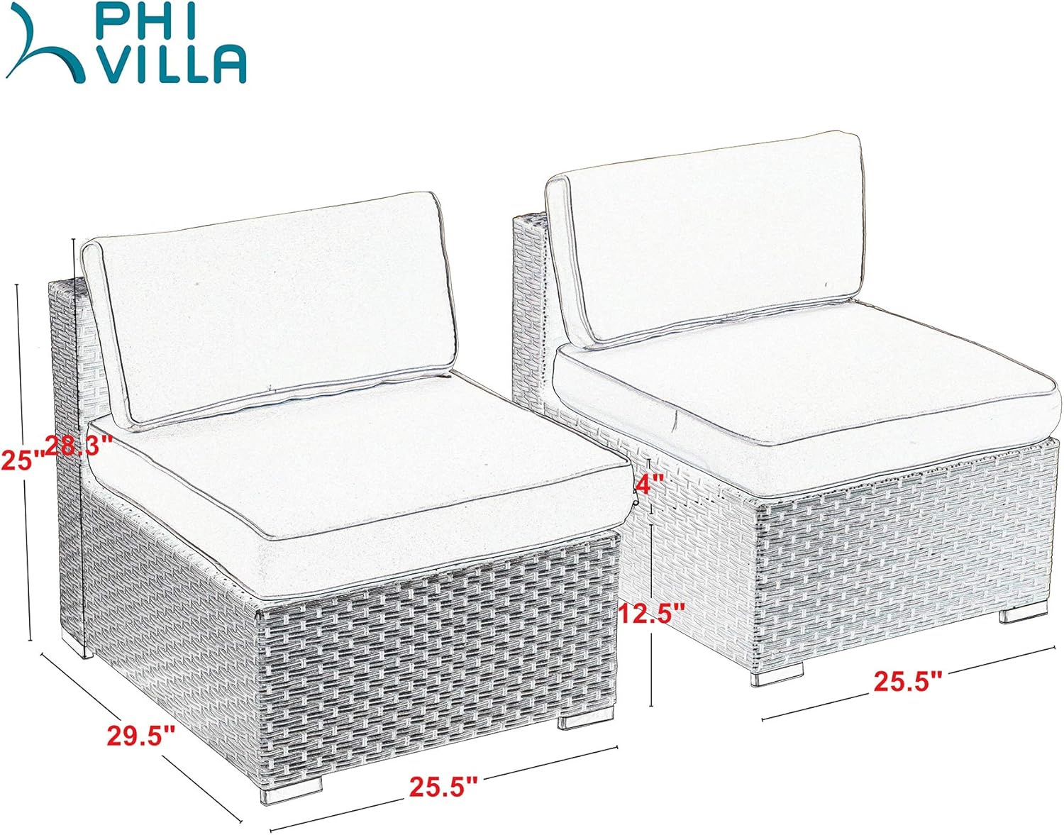 Outdoor Sectional Furniture Clearance 2 Piece Patio Sofa Set Low-Back Rattan Wicker Additional Seat, Beige : Patio, Lawn & Garden