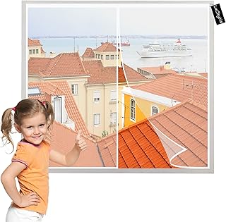 Window Nets to Keep Bugs Out White 90x85cm Mosquito net for Door -Automatic Closing Magnetic Fly Insect Bug Screen-Easy to Install Without Drilling for Balcony Patio Doors