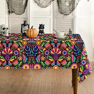 Horaldaily Mexico Tablecloth 60x104 Inch Rectangular, Halloween Cinco De Mayo Fiesta Washable Seasonal Table Cover for Party Picnic Dinner Decor