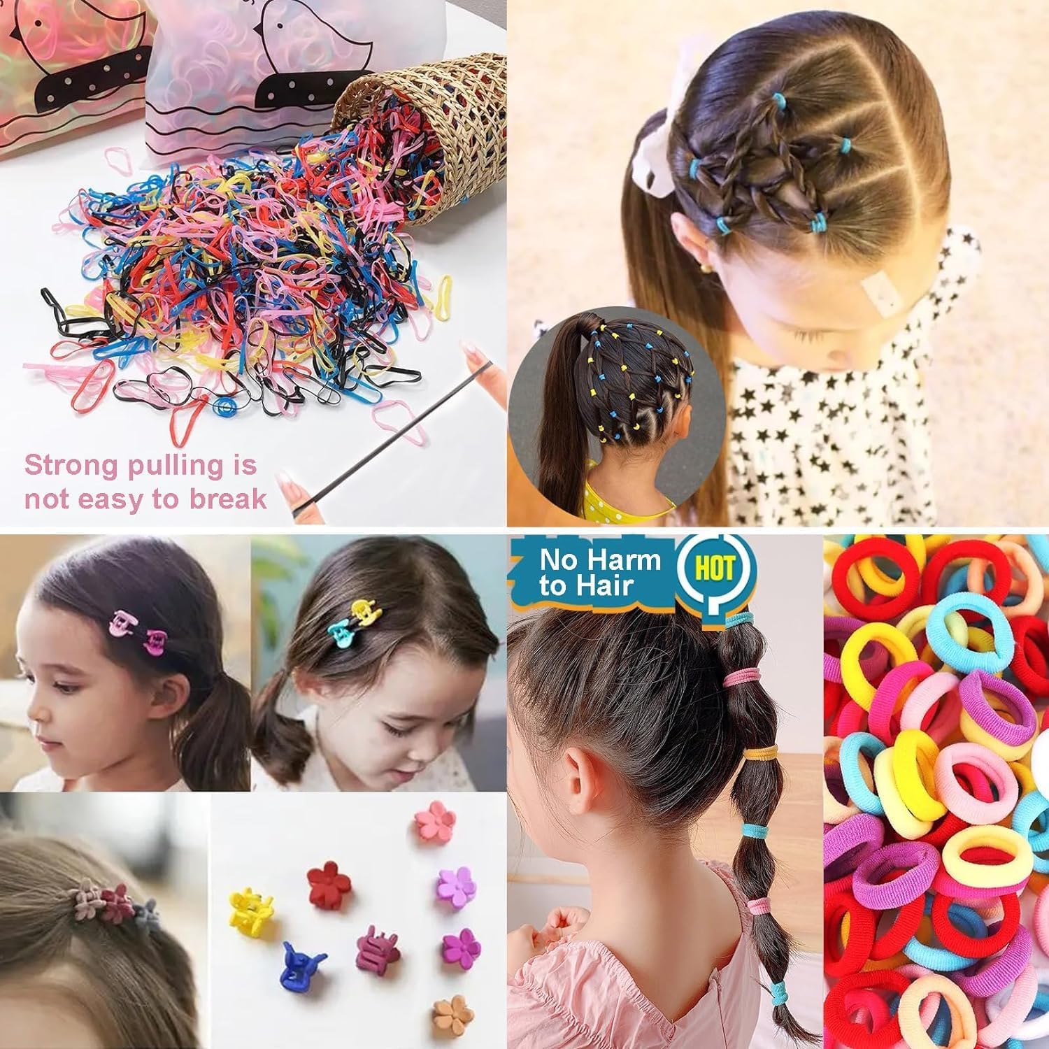 786 Pieces Multicoloured Girls Hair Accessories Set Hair Scrunchies Ponytail Hair Clip for Baby Little Girls Toddler Hairstyles Hair Clips Mini Ponytails Hair Gift Set Pink Set - Image 4