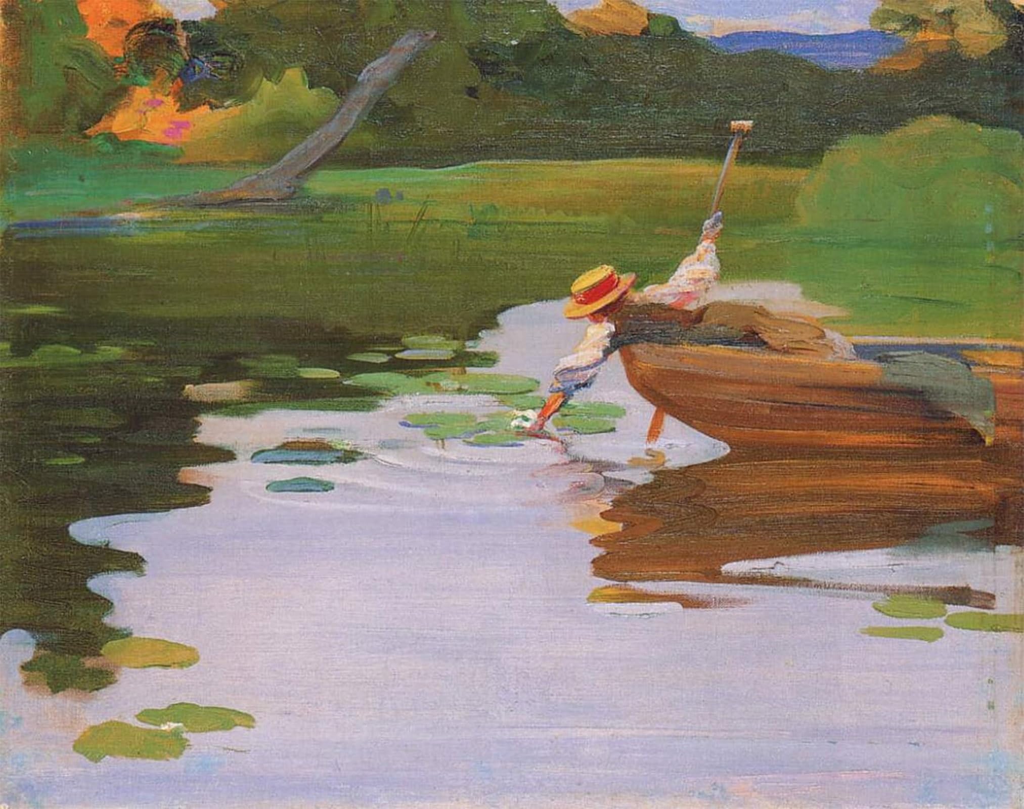 ARTXLXXBN Famous Print Painting Colorful Art Print Girl in a Boat by Curt Herrmann Canvas Art Decorations for Home Decor 60x90cm
