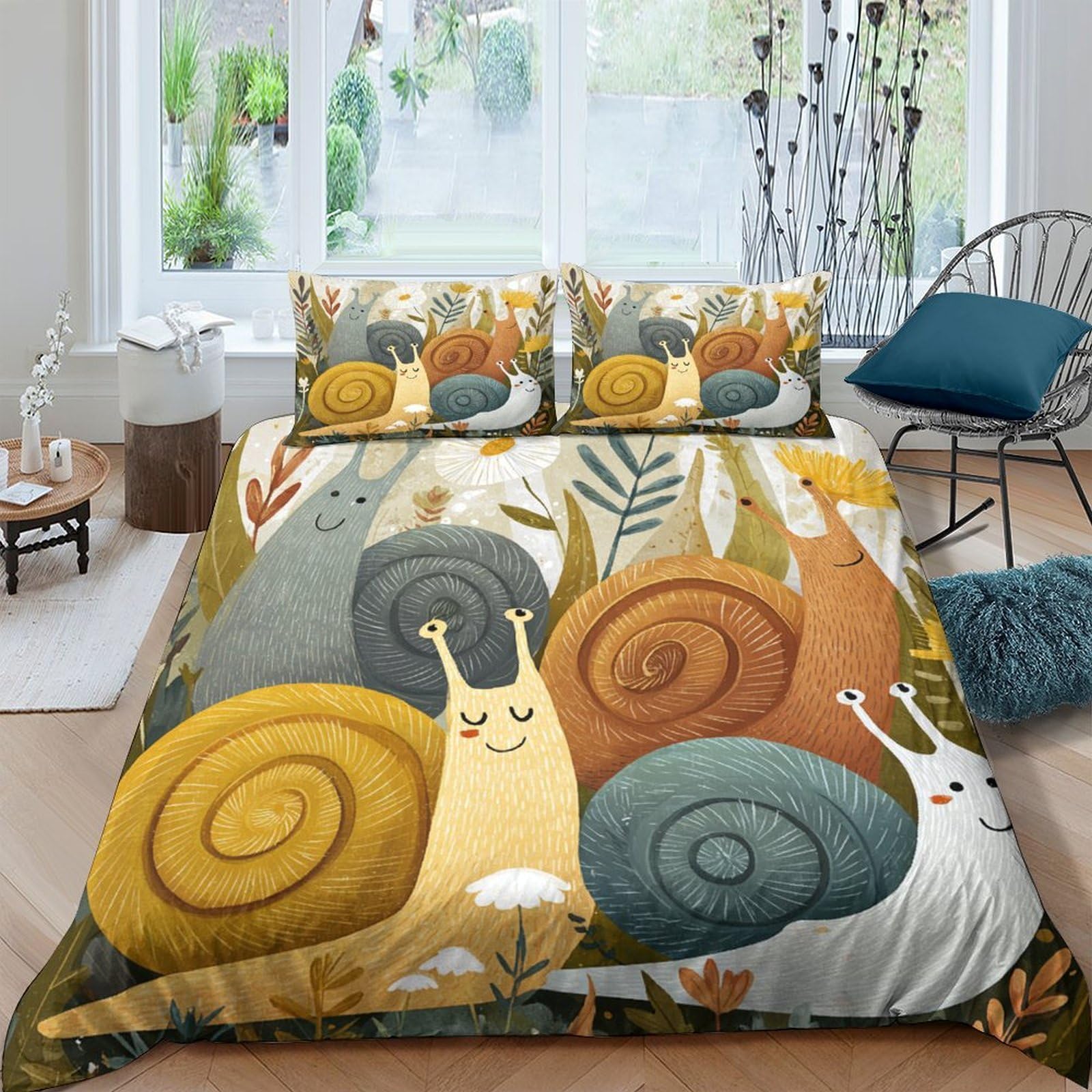 Ctjqhvkz Style-8 3D Printed Snail Forest Fitted Sheet Microfiber Soft Vibrant Animal Mattress Cover For Bedroom Dorm Decorative Bed Linen Single（135X200cm）