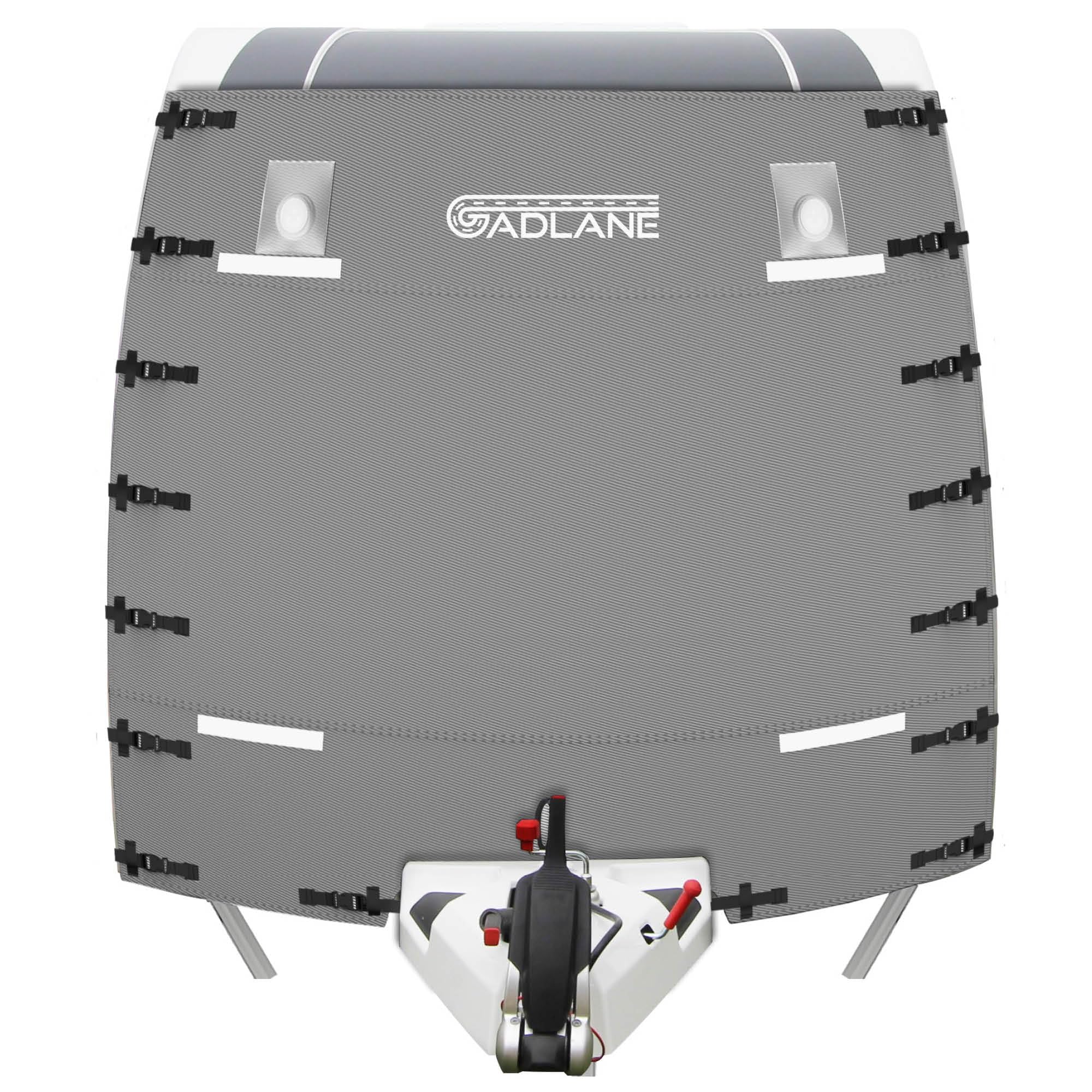 GADLANE Copertura anteriore per caravan, protezione anteriore per rimorchio, con luci LED ad alta visibilità e strisce riflettenti, impermeabile, adatta alla maggior parte delle roulotte – include
