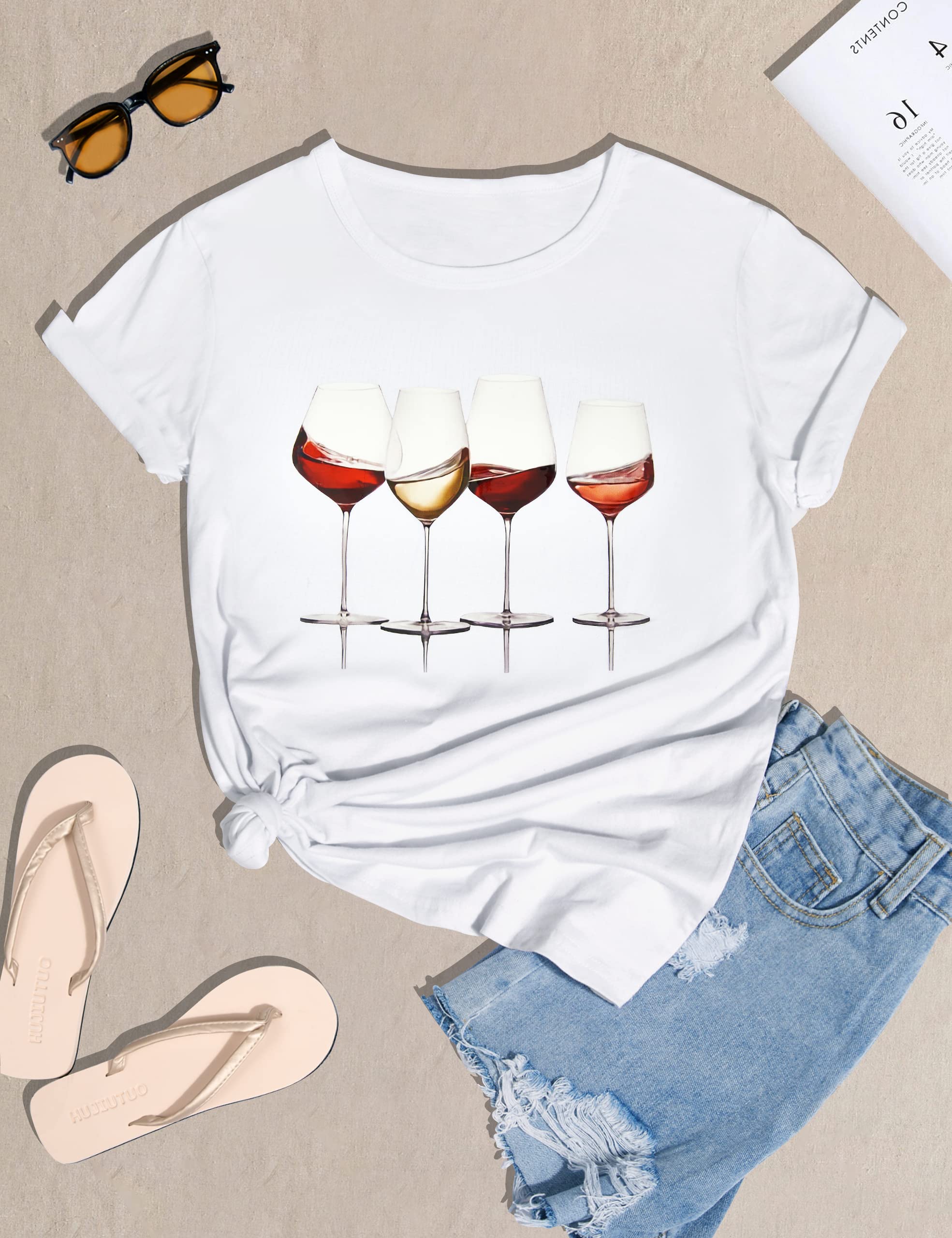heekpek T Shirt Donna Manica Corta Bianca Cotone Maglietta Manica Corta Donna Casual Girocollo Stampa Estiva Base Tee Bluse