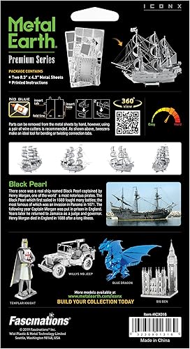 Miniatura 7 de Fascinations Kit de modelo de metal 3D Black Pearl serie Premium de Metal Earth