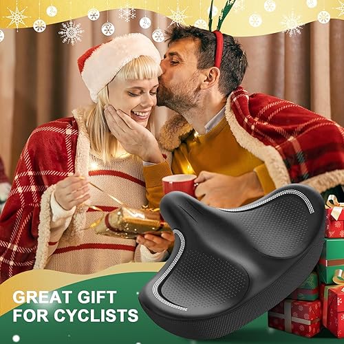 Miniatura 6 de Asiento de bicicleta de gran tamaño sin nariz, cojín de asiento de bicicleta de espuma viscoelástica extra ancha, repuesto compatible con bicicleta