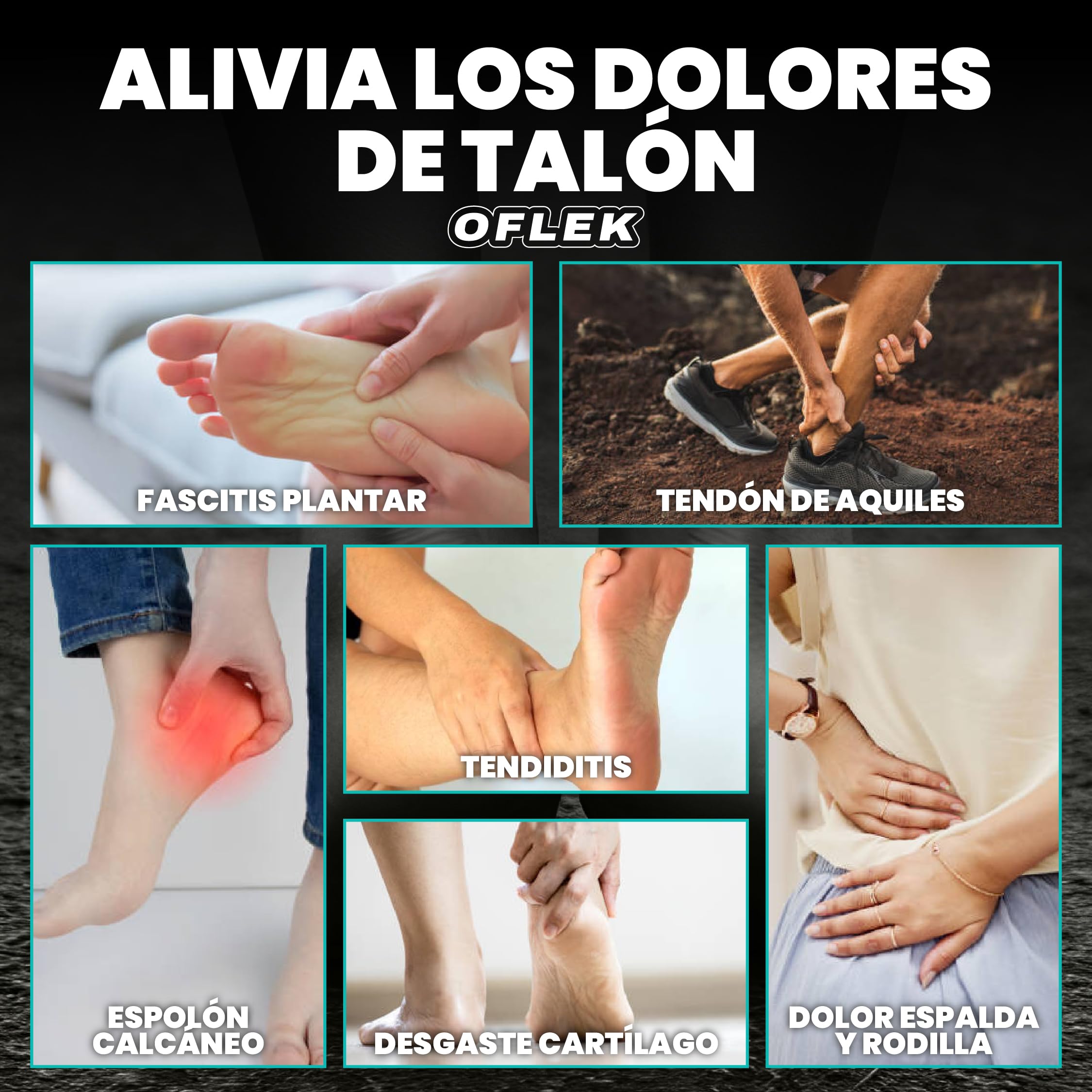 SUPER PACK PREMIUM Fascitis Plantar OFLEK® | 4 Taloneras + Talonera Silicona + Almohadilla Trasera + Protector Tacones + eBook Anti-Dolor + Soporte Antideslizante | Unisex | Alivio Dolor Pie