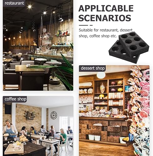 Miniatura 6 de Angoily Paquete de 2 portadores de bebidas para 6 tazas para entrega, bandeja de café reutilizable para bebidas calientes o frías, portavasos para