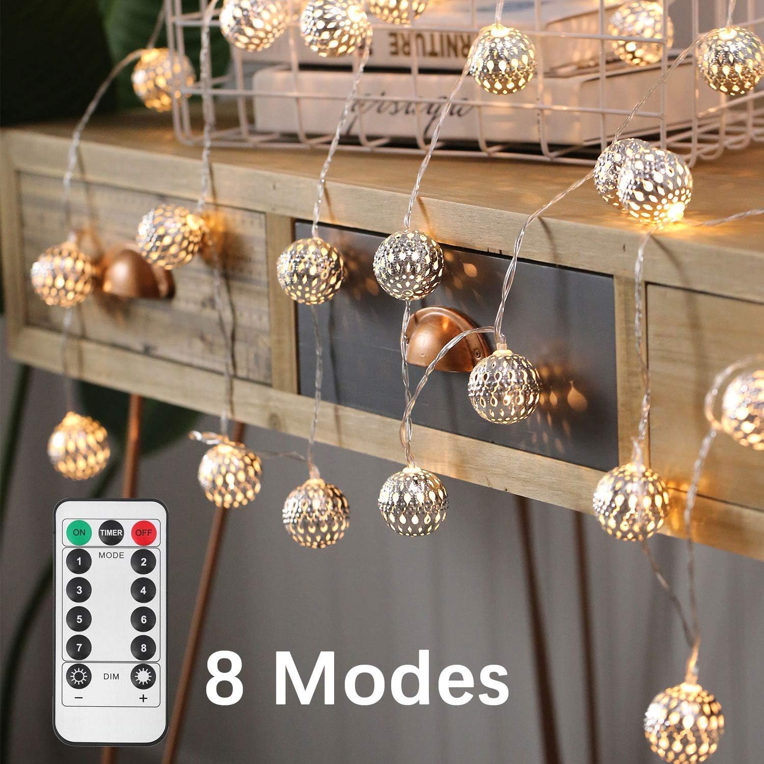 Metal Ball String Lights, 2.5 M 20LED Moroccan String Light Metal Fairy