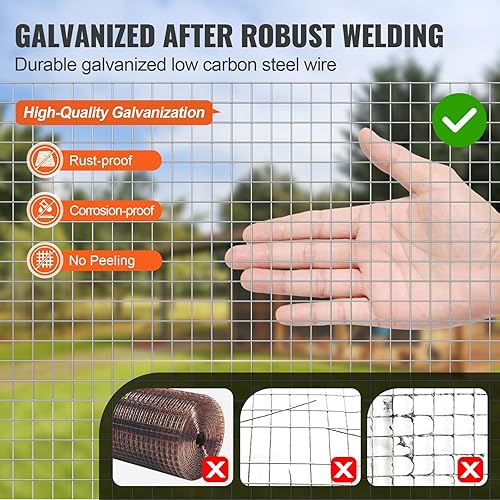 Miniatura 3 de VEVOR Paño de Alambre para Hardware, 12 pulgada 24 pulgadas x 100 pies 19 Calibre, Rollo de Malla de Alambre Galvanizado Sumergido en Caliente,