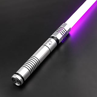 Light Saber with Motion Control, Heavy Dueling Light Sabers Sword Smooth Swing 12 RGB Colors,10 Fonts Blaster Sound, Aluminum Hilt Lightsabers Forge for Adults Kids Cosplay Gift