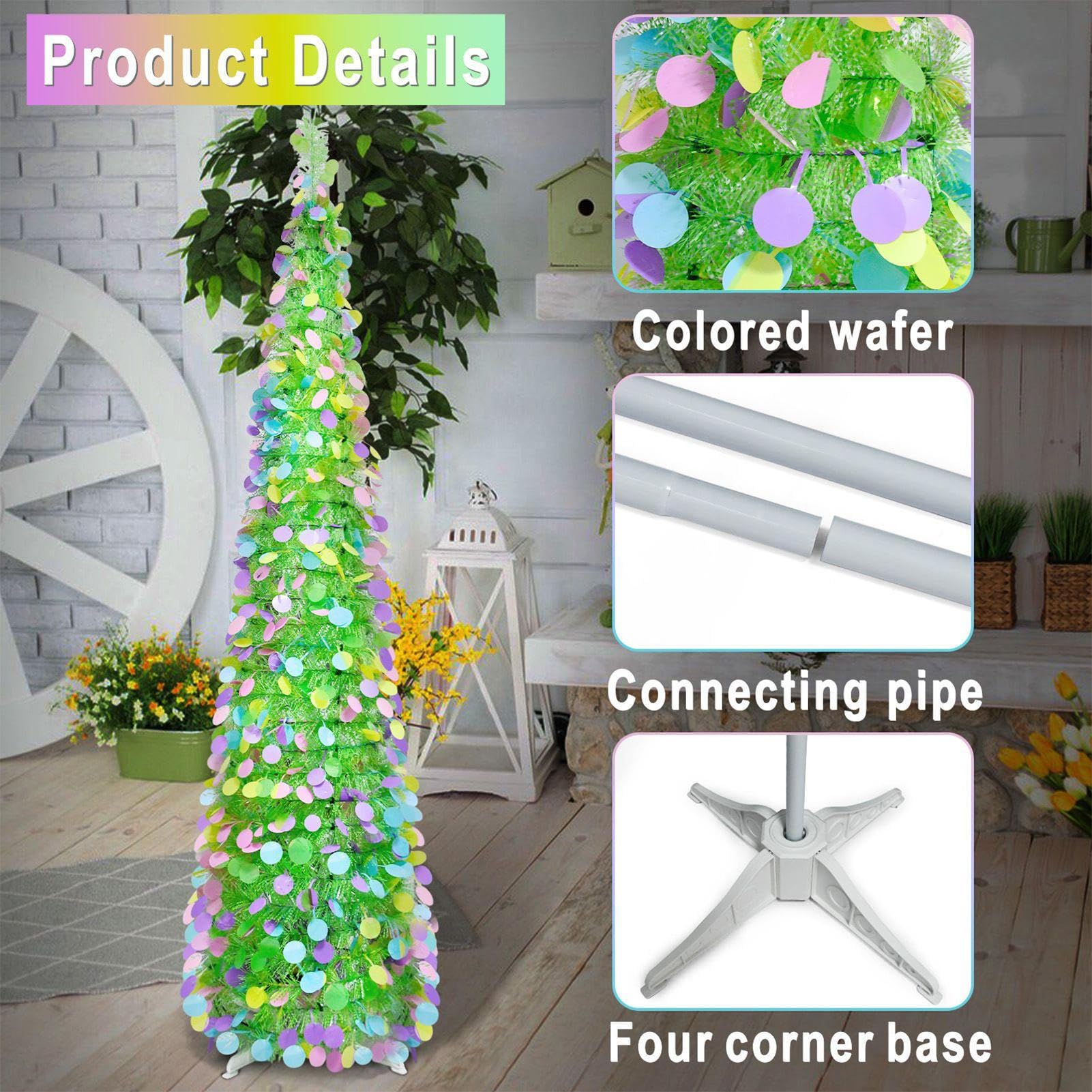 Árbol de de Primavera: Mini Soporte Festivo para Estilo temático navideño, Colgantes Coloridos, escaparate de Temporada Brillante para reuniones Familiares, Escultura Inspirada en