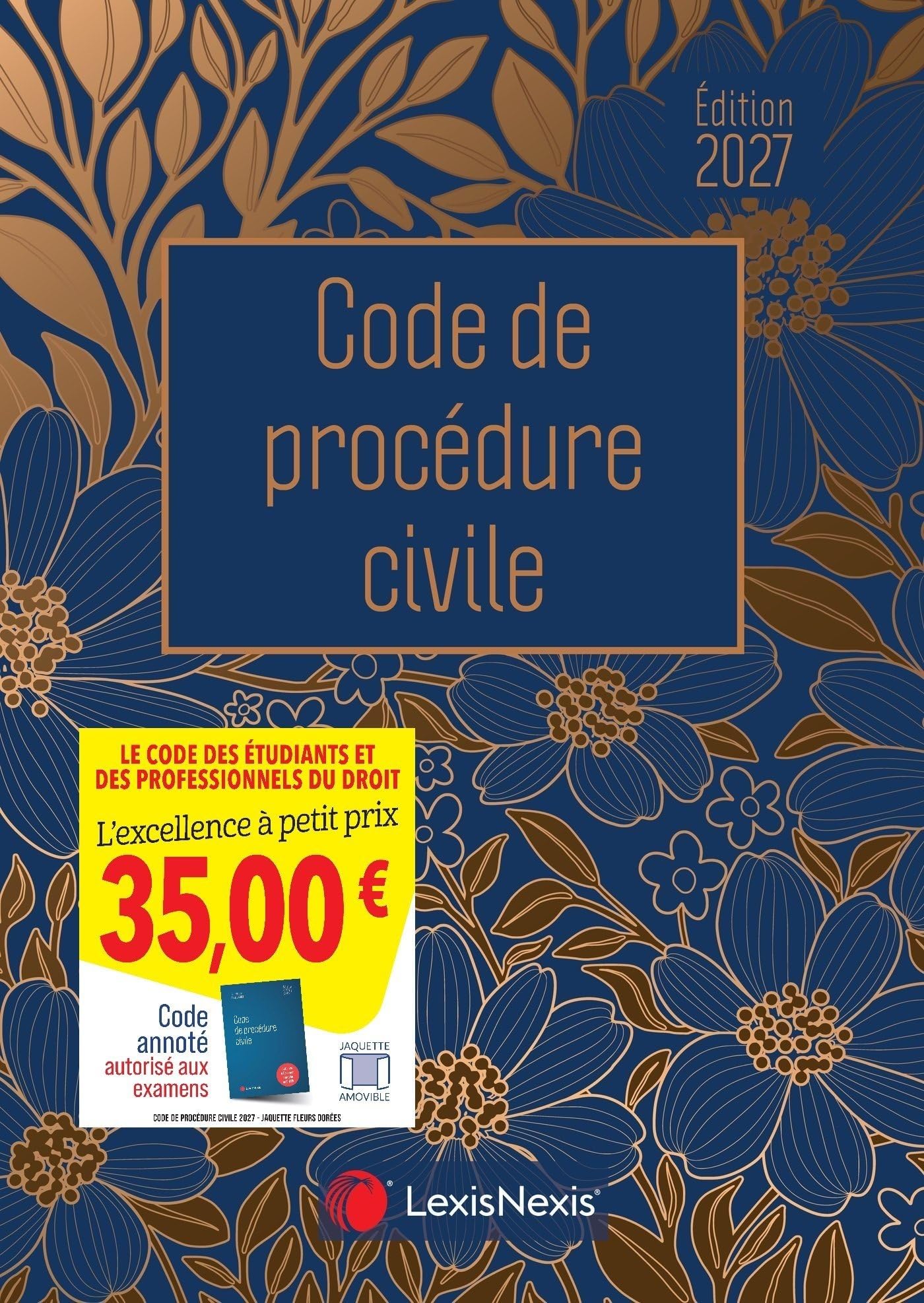 Code de procédure civile 2027 Jaquette Fleurs dorées