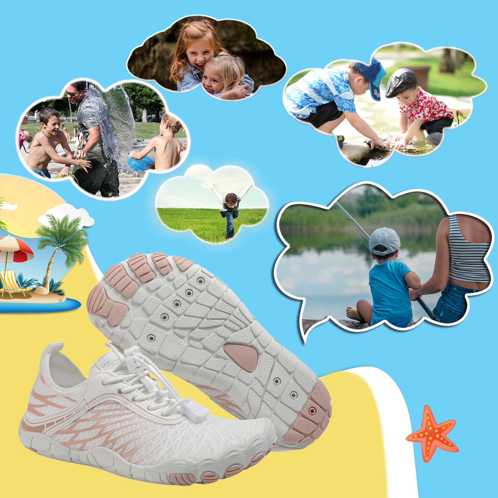 AONETIGER Zapatos descalzos para niños, transpirables, de secado rápido, antideslizantes, tallas 26-35