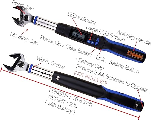 Miniatura 2 de Llave dinamométrica digital, acero inoxidable, 2.21 - 44.24 ft-lbs