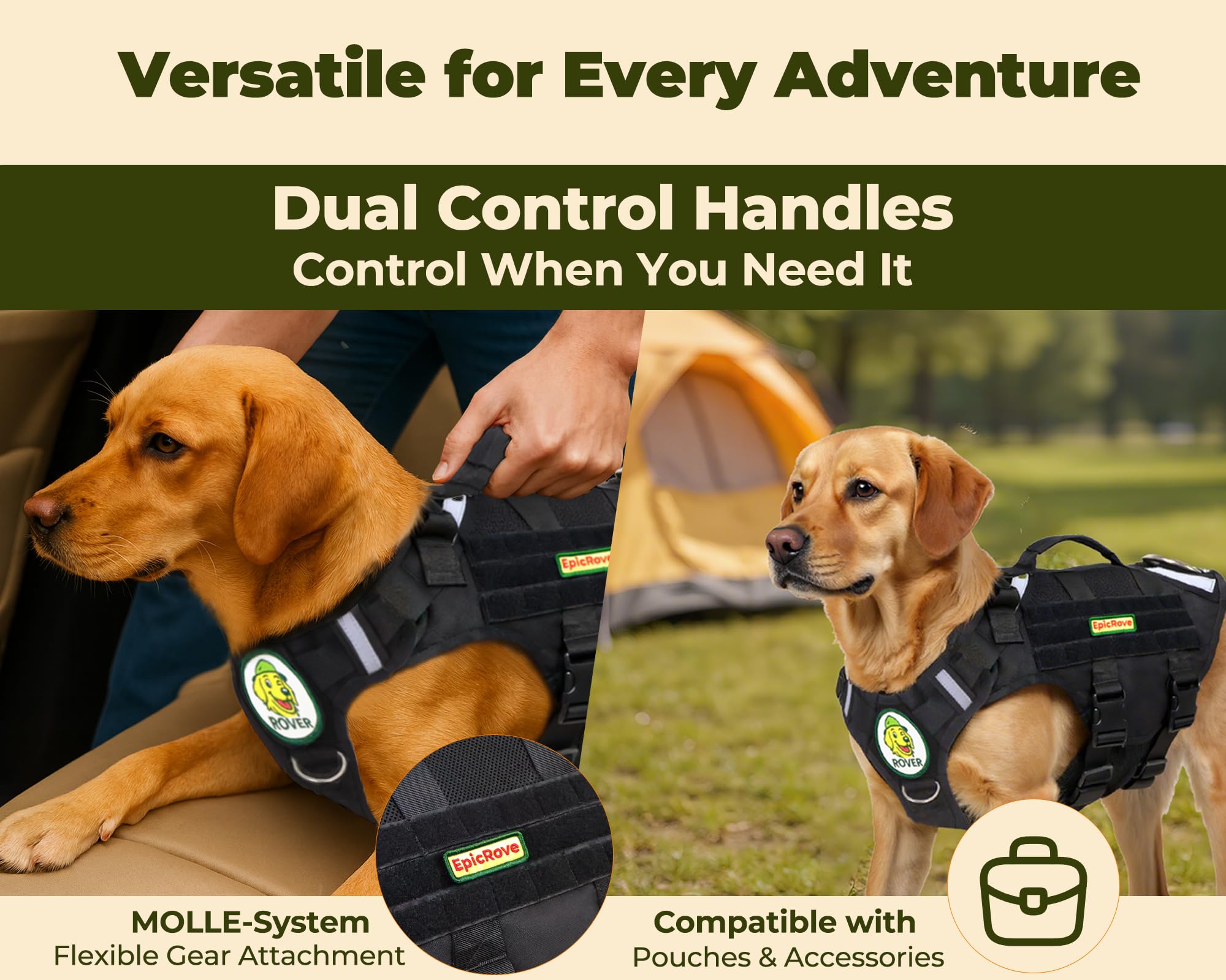 Arnés para Perros medianos y Grandes – Modelo RoveVest Air, Ligero y Transpirable, Ajustable, Ideal para Paseos, Senderismo y Aventuras al Aire Libre